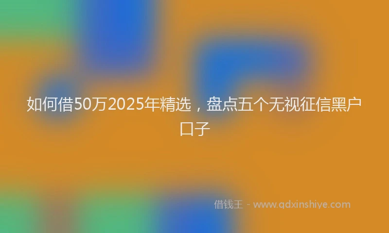 如何借50万2025年精选，盘点五个无视征信黑户口子