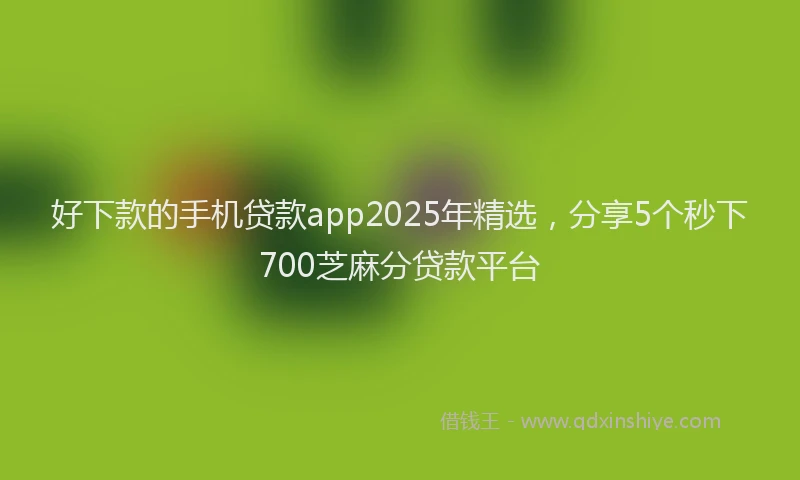 好下款的手机贷款app2025年精选，分享5个秒下700芝麻分贷款平台