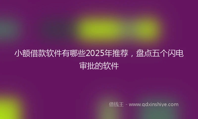 小额借款软件有哪些2025年推荐，盘点五个闪电审批的软件