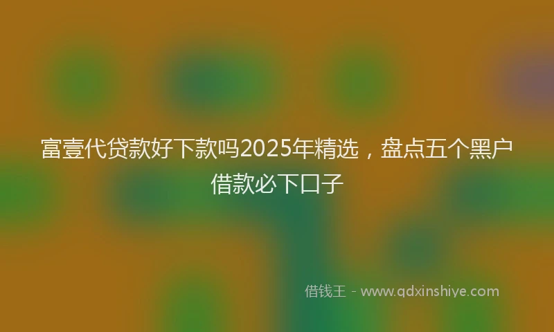 富壹代贷款好下款吗2025年精选，盘点五个黑户借款必下口子