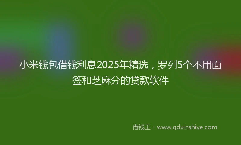 小米钱包借钱利息2025年精选，罗列5个不用面签和芝麻分的贷款软件
