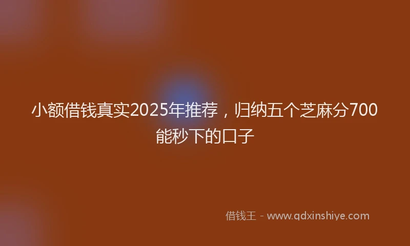 小额借钱真实2025年推荐,归纳五个芝麻分700能秒下的口子