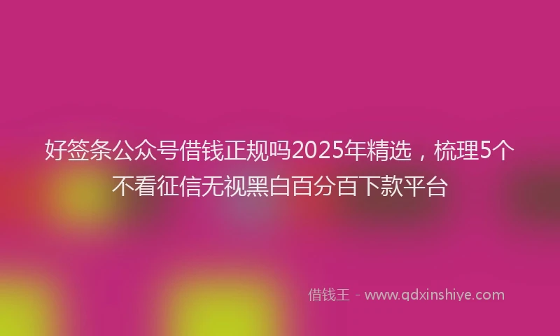 好签条公众号借钱正规吗2025年精选，梳理5个不看征信无视黑白百分百下款平台
