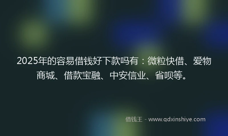 2025年的容易借钱好下款吗有：微粒快借、爱物商城、借款宝融、中安信业、省呗等。