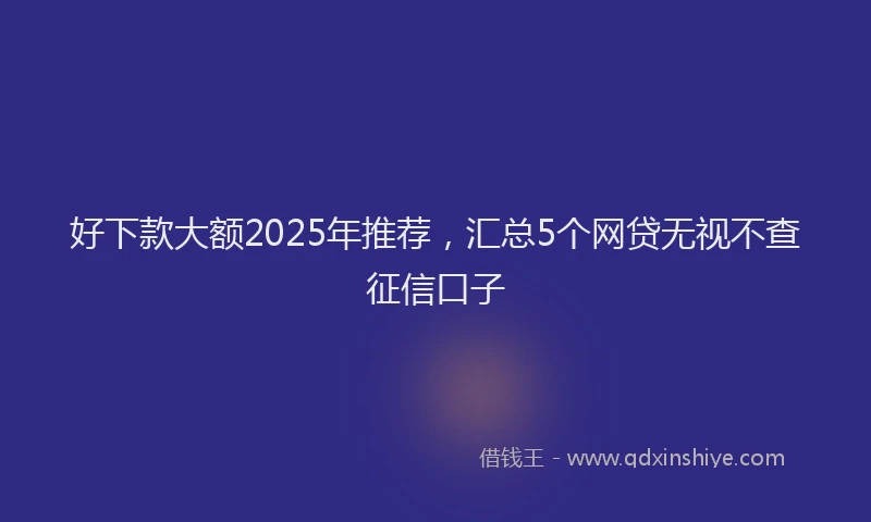 好下款大额2025年推荐，汇总5个网贷无视不查征信口子