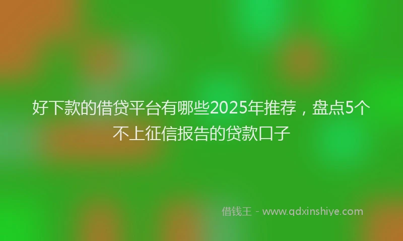 好下款的借贷平台有哪些2025年推荐，盘点5个不上征信报告的贷款口子