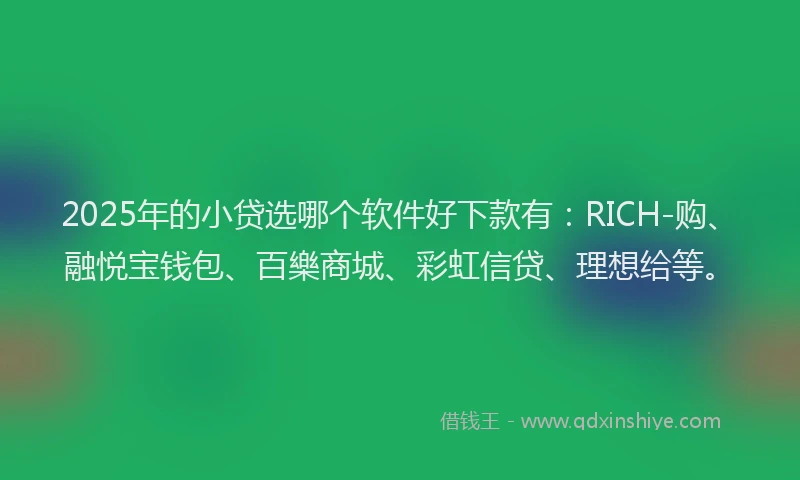2025年的小贷选哪个软件好下款有：RICH-购、融悦宝钱包、百樂商城、彩虹信贷、理想给等。