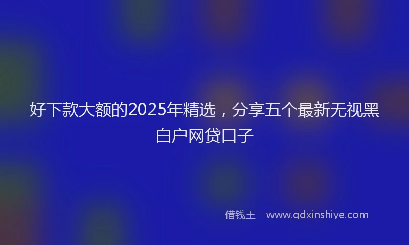 好下款大额的2025年精选，分享五个最新无视黑白户网贷口子