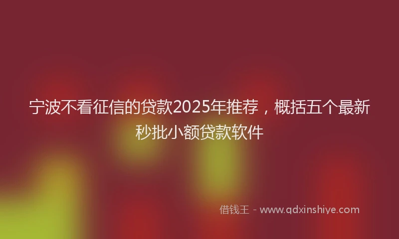 宁波不看征信的贷款2025年推荐，概括五个最新秒批小额贷款软件