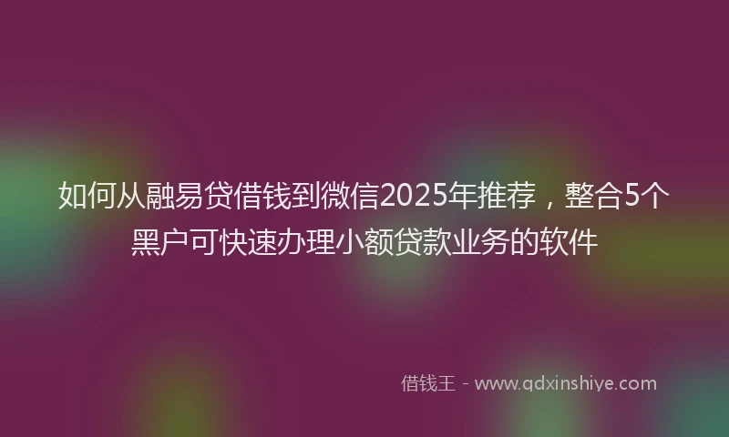 如何从融易贷借钱到微信2025年推荐，整合5个黑户可快速办理小额贷款业务的软件