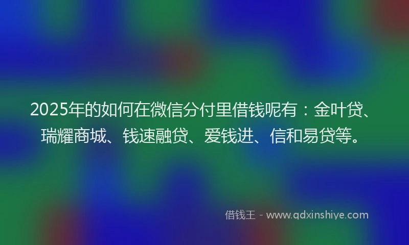 2025年的如何在微信分付里借钱呢有：金叶贷、瑞耀商城、钱速融贷、爱钱进、信和易贷等。