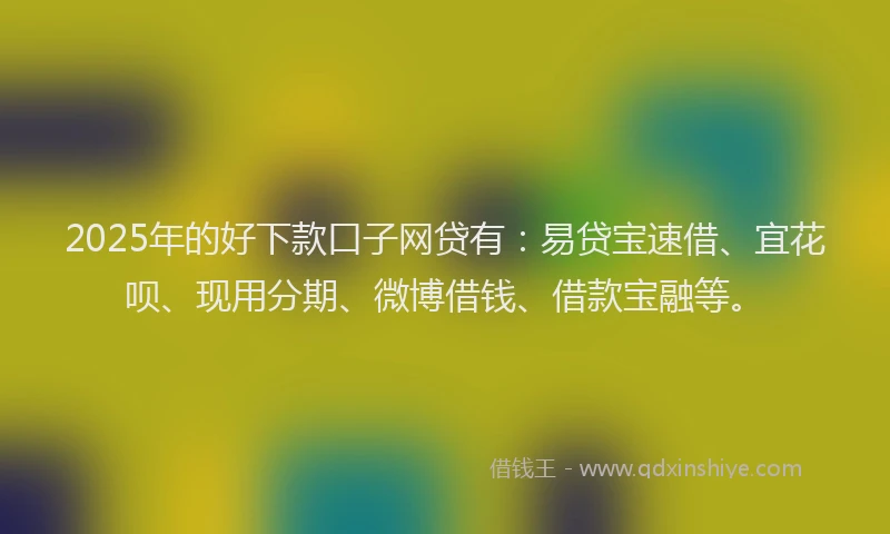 2025年的好下款口子网贷有：易贷宝速借、宜花呗、现用分期、微博借钱、借款宝融等。