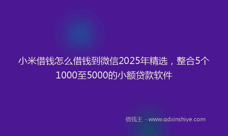 小米借钱怎么借钱到微信2025年精选，整合5个1000至5000的小额贷款软件