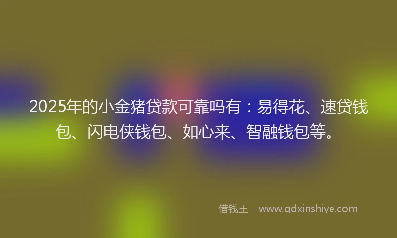 2025年的小金猪贷款可靠吗有：易得花、速贷钱包、闪电侠钱包、如心来、智融钱包等。