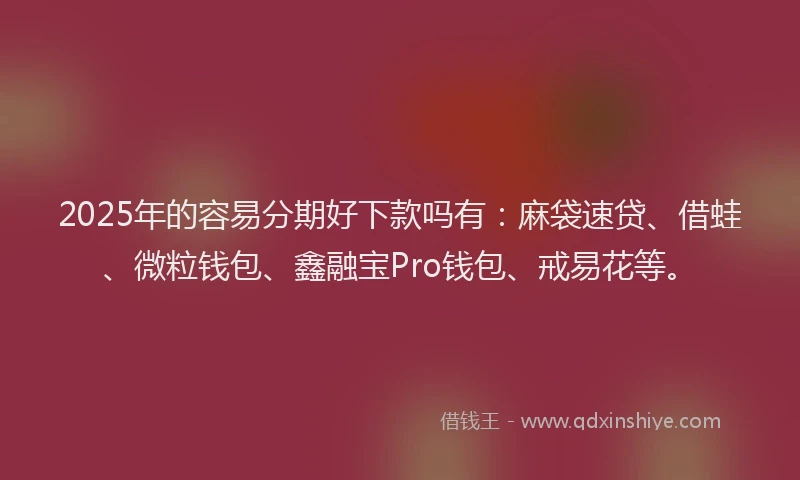 2025年的容易分期好下款吗有：麻袋速贷、借蛙、微粒钱包、鑫融宝Pro钱包、戒易花等。