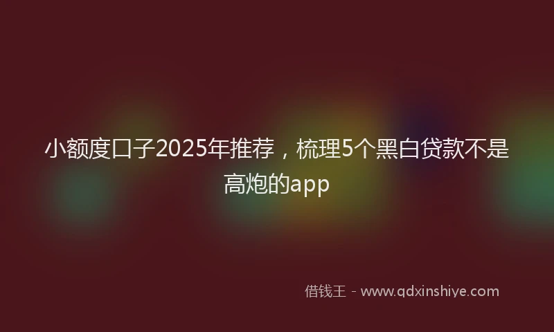 小额度口子2025年推荐，梳理5个黑白贷款不是高炮的app