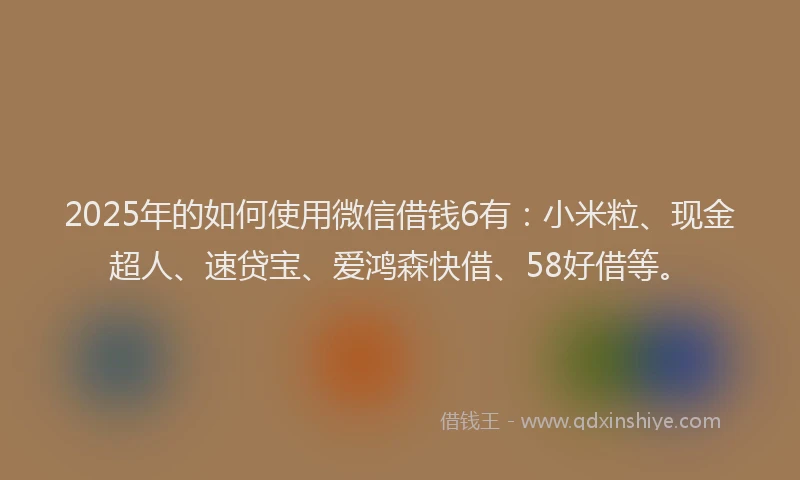 2025年的如何使用微信借钱6有：小米粒、现金超人、速贷宝、爱鸿森快借、58好借等。