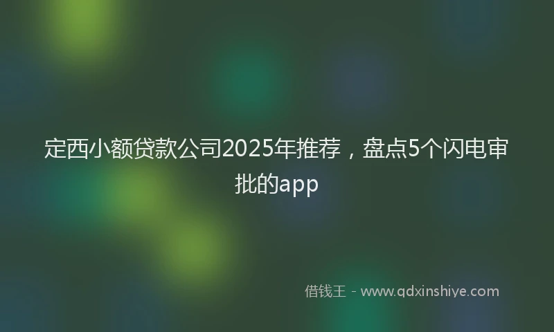 定西小额贷款公司2025年推荐，盘点5个闪电审批的app