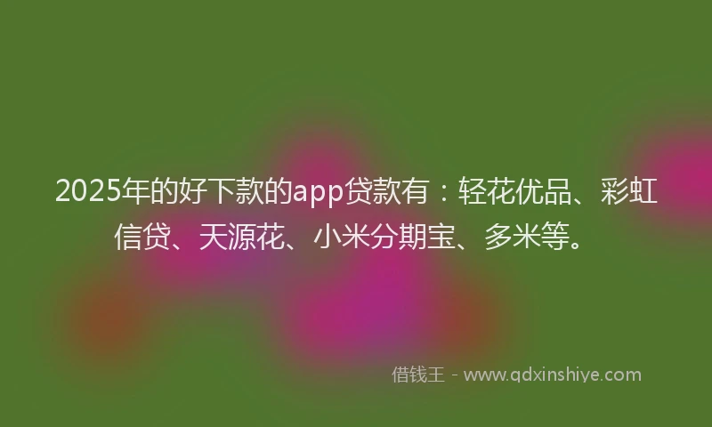 2025年的好下款的app贷款有：轻花优品、彩虹信贷、天源花、小米分期宝、多米等。