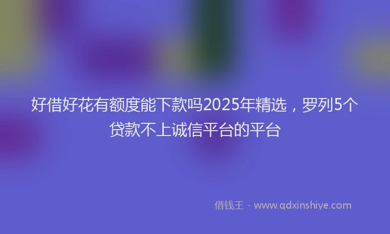 好借好花有额度能下款吗2025年精选，罗列5个贷款不上诚信平台的平台
