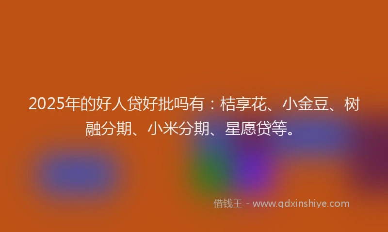 2025年的好人贷好批吗有：桔享花、小金豆、树融分期、小米分期、星愿贷等。