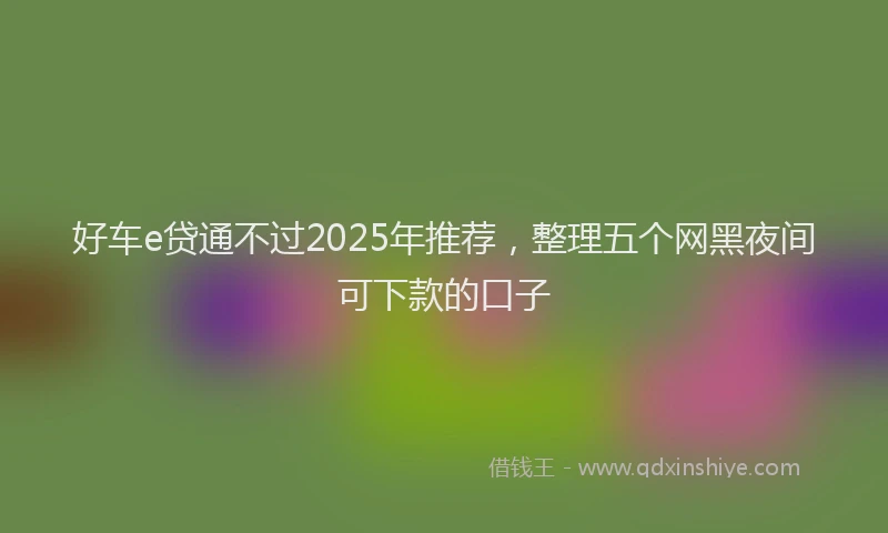 好车e贷通不过2025年推荐，整理五个网黑夜间可下款的口子