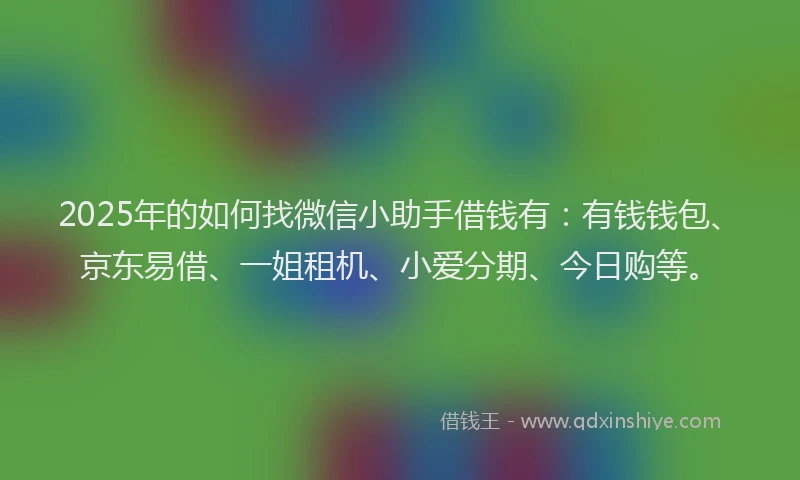 2025年的如何找微信小助手借钱有：有钱钱包、京东易借、一姐租机、小爱分期、今日购等。