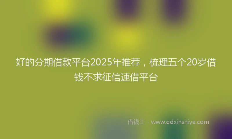 好的分期借款平台2025年推荐，梳理五个20岁借钱不求征信速借平台