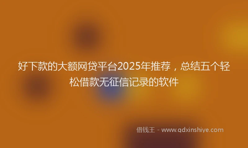 好下款的大额网贷平台2025年推荐，总结五个轻松借款无征信记录的软件