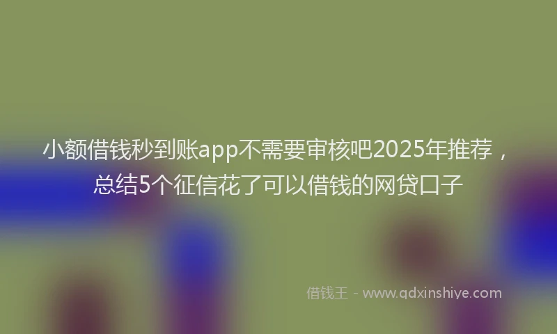 小额借钱秒到账app不需要审核吧2025年推荐，总结5个征信花了可以借钱的网贷口子