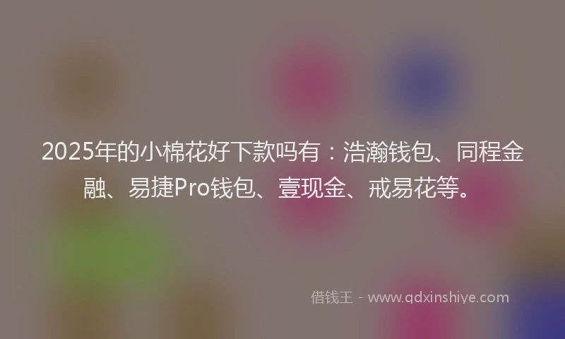 2025年的小棉花好下款吗有：浩瀚钱包、同程金融、易捷Pro钱包、壹现金、戒易花等。