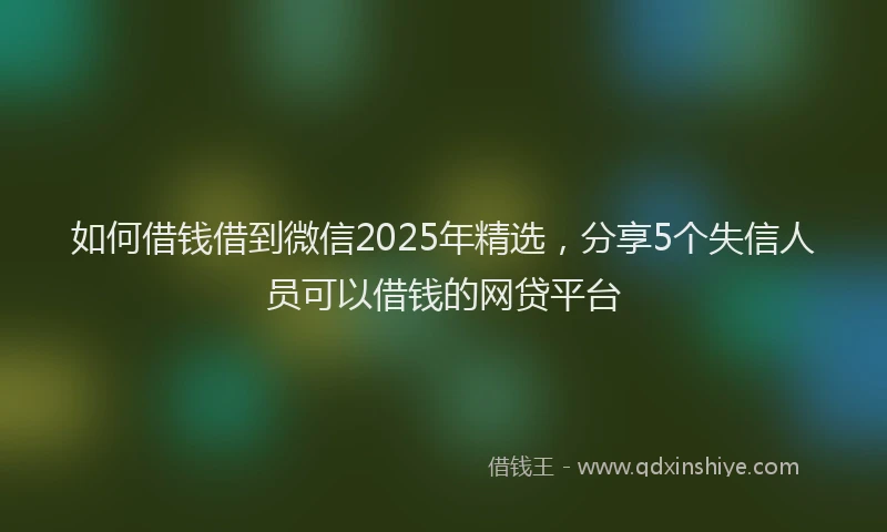 如何借钱借到微信2025年精选，分享5个失信人员可以借钱的网贷平台