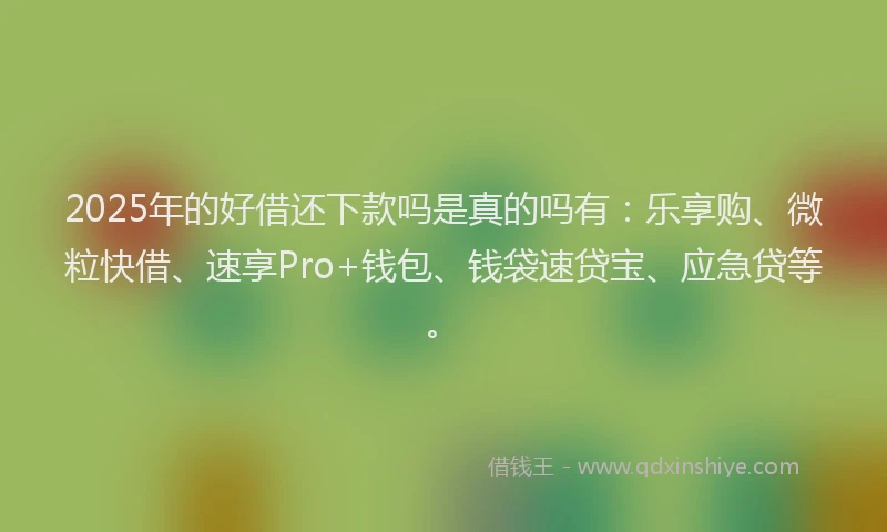 2025年的好借还下款吗是真的吗有：乐享购、微粒快借、速享Pro+钱包、钱袋速贷宝、应急贷等。