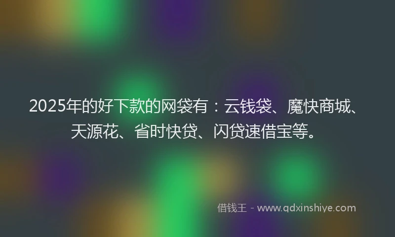 2025年的好下款的网袋有：云钱袋、魔快商城、天源花、省时快贷、闪贷速借宝等。