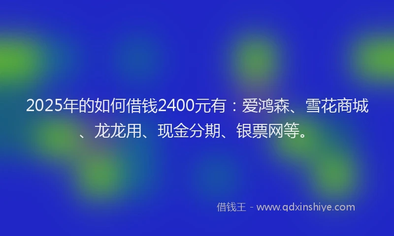 2025年的如何借钱2400元有：爱鸿森、雪花商城、龙龙用、现金分期、银票网等。