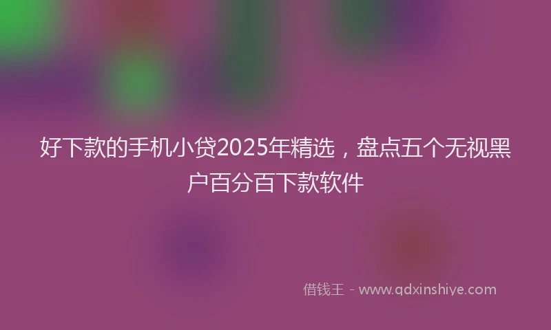 好下款的手机小贷2025年精选，盘点五个无视黑户百分百下款软件