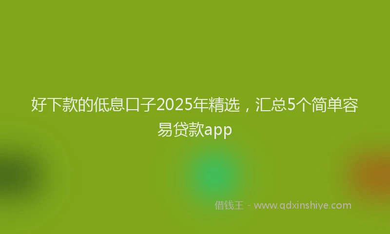 好下款的低息口子2025年精选，汇总5个简单容易贷款app