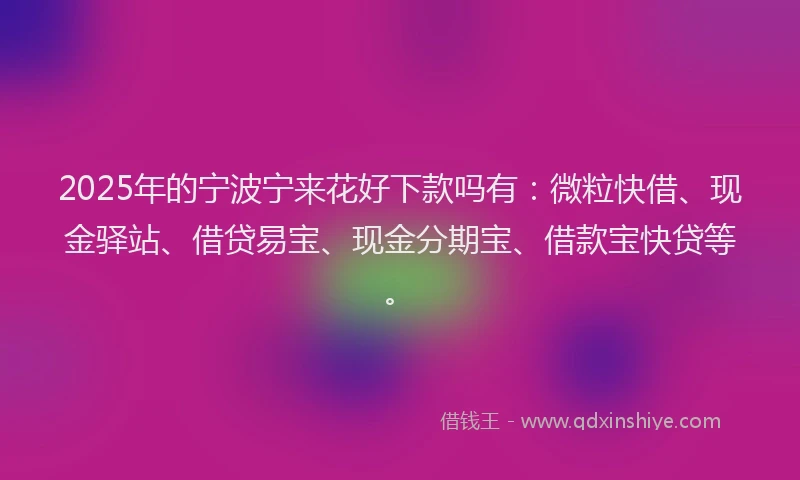 2025年的宁波宁来花好下款吗有：微粒快借、现金驿站、借贷易宝、现金分期宝、借款宝快贷等。