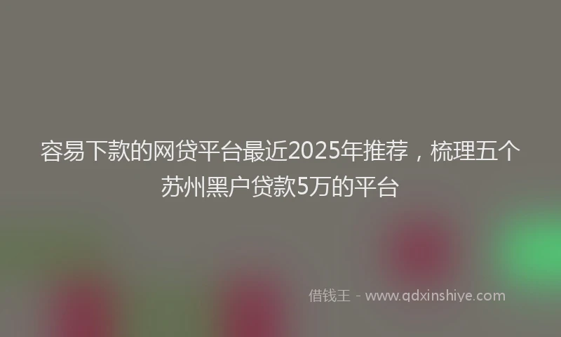 容易下款的网贷平台最近2025年推荐，梳理五个苏州黑户贷款5万的平台
