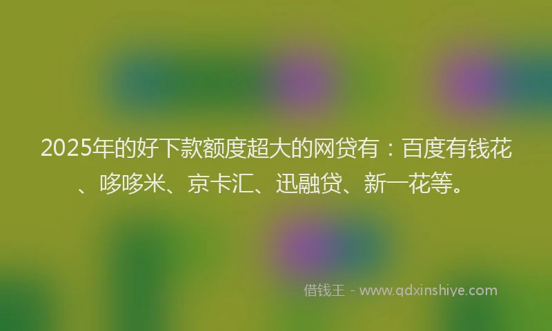 2025年的好下款额度超大的网贷有：百度有钱花、哆哆米、京卡汇、迅融贷、新一花等。