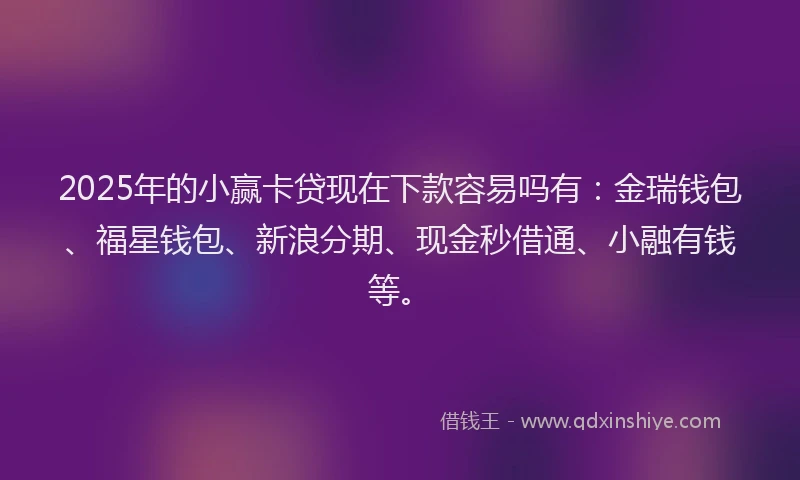 2025年的小赢卡贷现在下款容易吗有：金瑞钱包、福星钱包、新浪分期、现金秒借通、小融有钱等。