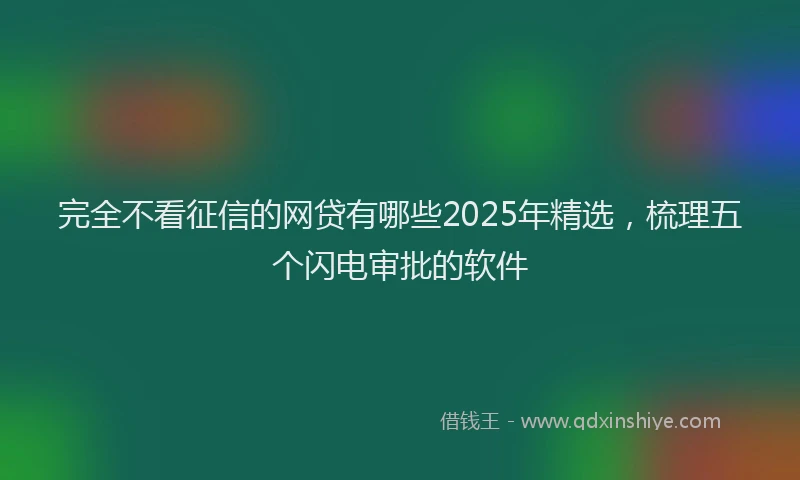 完全不看征信的网贷有哪些2025年精选，梳理五个闪电审批的软件