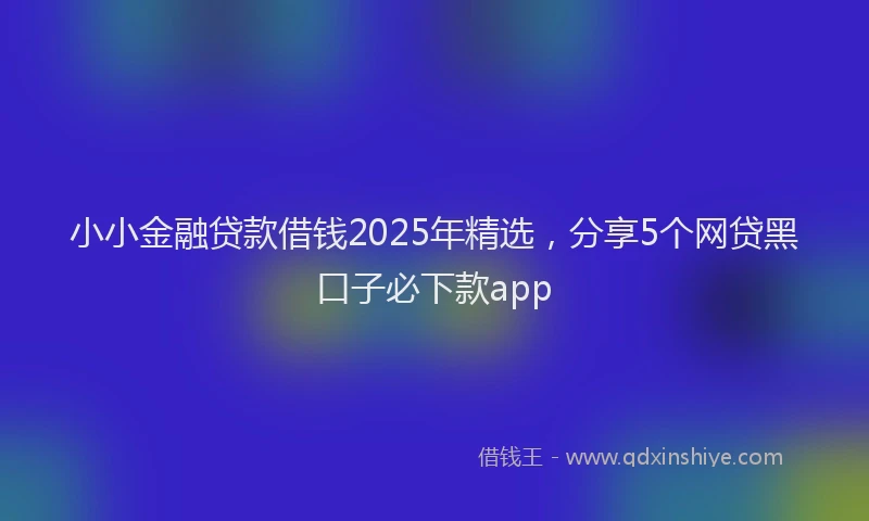 小小金融贷款借钱2025年精选，分享5个网贷黑口子必下款app