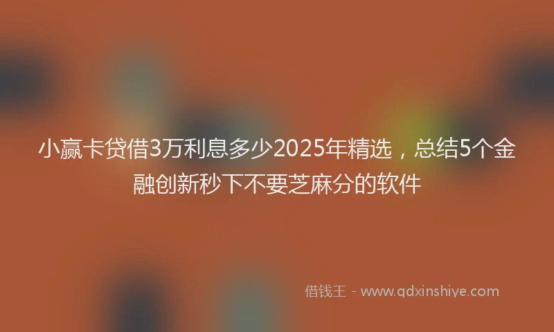 小赢卡贷借3万利息多少2025年精选，总结5个金融创新秒下不要芝麻分的软件