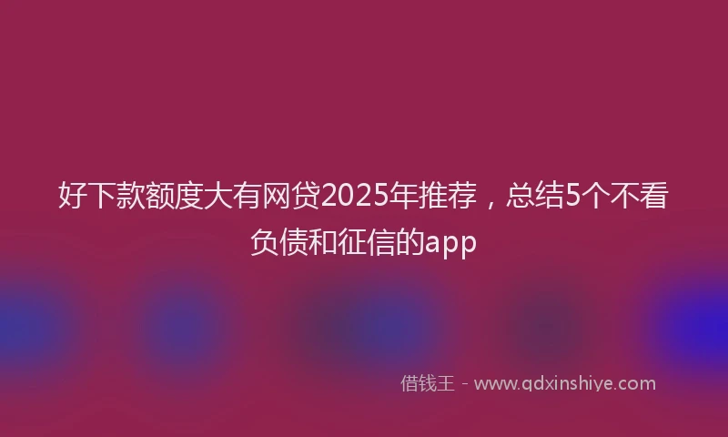 好下款额度大有网贷2025年推荐，总结5个不看负债和征信的app