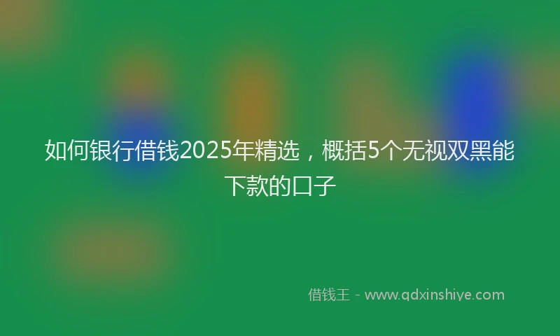 如何银行借钱2025年精选，概括5个无视双黑能下款的口子
