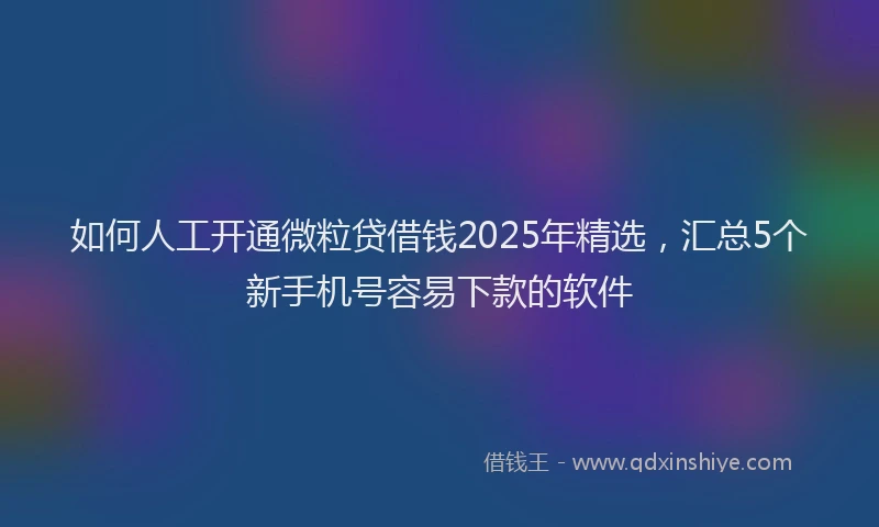 如何人工开通微粒贷借钱2025年精选，汇总5个新手机号容易下款的软件