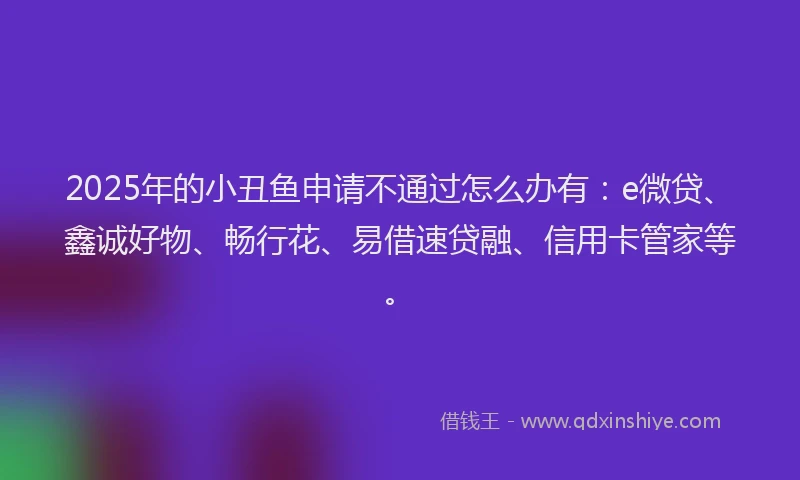 2025年的小丑鱼申请不通过怎么办有：e微贷、鑫诚好物、畅行花、易借速贷融、信用卡管家等。