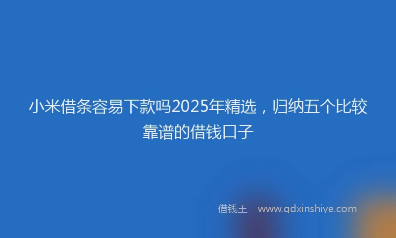 小米借条容易下款吗2025年精选，归纳五个比较靠谱的借钱口子