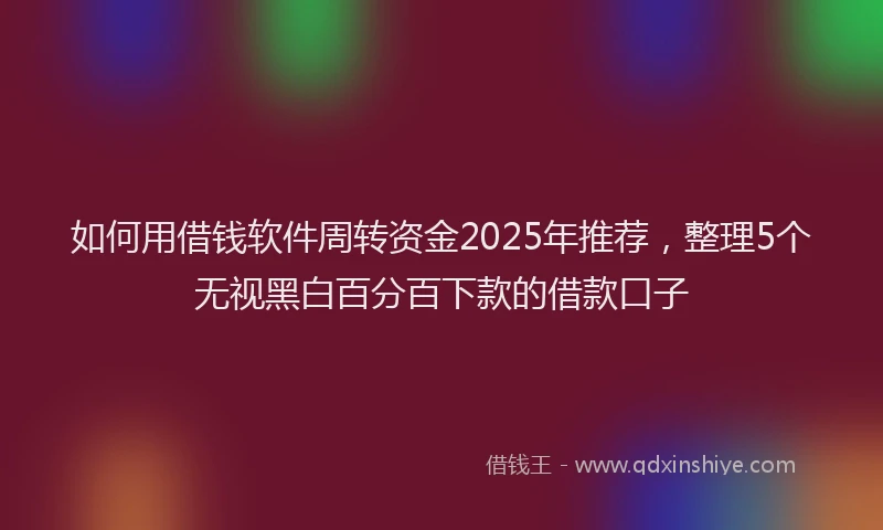 如何用借钱软件周转资金2025年推荐，整理5个无视黑白百分百下款的借款口子